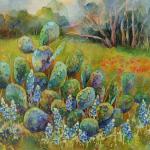 Bluebonnets and Cactus 
Watercolor Batik
18 x 24
$1100