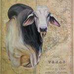 Brahma Bull 
20 x 16
Acrylic on Vintage Map
$800