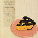 Peach Pie
12 x 12
Unique painting including receipt from G. A. Tiemann City Bakery, La Grange, TX. 1915
Acrylic and collage on panel
$700