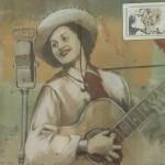 Texas Mary - One Christmas She Got a Guitar
Drawing on Monoprint Back with Collage
$950