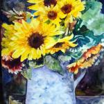 Sunflowers  14 x 11 Watercolor on Claybord $75